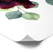 Burgundy Red Floral Weddenschap Welkomstteken Poster (Hoek)