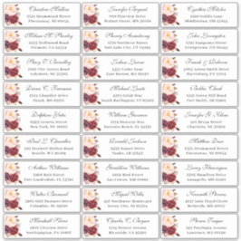 Burgundy Red Floral Wedding Guest Adres Sticker