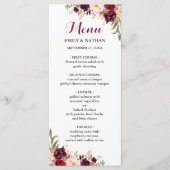 Burgundy Red Floral Wedding Menu (Voorkant)