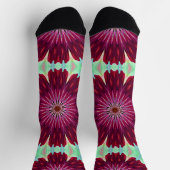 Burgundy Red Flower Mandala Art Fun Socks Sokken (Top)