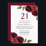 Burgundy Red Flowers 21st Birthday Party Kaart<br><div class="desc">Burgundy Red Flowers 21st Birthday Party Invitation Zie bijbehorend collectie in Niche en Nest Store</div>