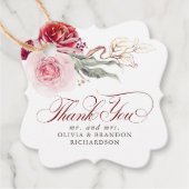 Burgundy Red Flowers Elegant Boho Hartelijk dank Bedankjes Labels (Voorkant)
