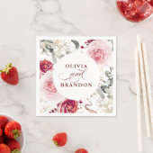 Burgundy Red Flowers Elegant Boho Wedding Servet (Insitu)