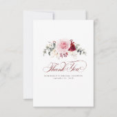 Burgundy Red Flowers Elegant Little Dankje Bedankkaart (Voorkant)