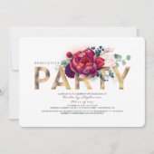 Burgundy Red Flowers en Gold Graduation Party Kaart (Voorkant)