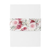 Burgundy Red Flowers Pattern Elegant Wedding Uitnodigingen Wikkel (Achterkant Voorbeeld)