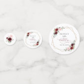 Burgundy Red Flowers, Pink Flowers, Birthday Confetti (Achterkanten)