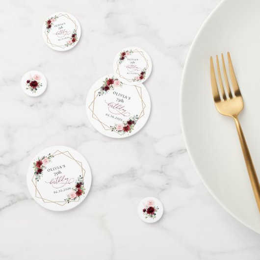 Burgundy Red Flowers, Pink Flowers, Birthday Confetti (Groep)