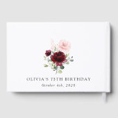 Burgundy Red Flowers, Pink Flowers, Birthday Gastenboek (Achterkant)