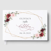 Burgundy Red Flowers, Pink Flowers, Birthday Gastenboek (Voorkant)