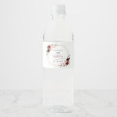 Burgundy Red Flowers, Pink Flowers, Birthday Waterfles Etiket (Voorkant)