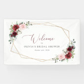 Burgundy Red Flowers, Roze Flowers, Bridal Welcome Spandoek (Horizontaal)