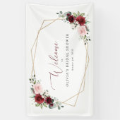 Burgundy Red Flowers, Roze Flowers, Bridal Welcome Spandoek (Verticaal)