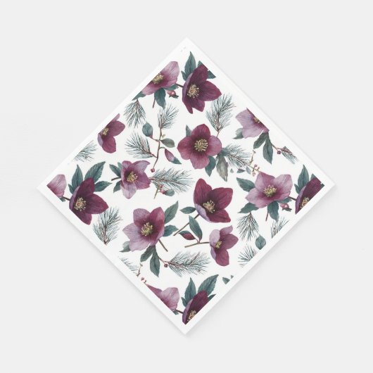 Burgundy Red Flowers Servet (Hoek)