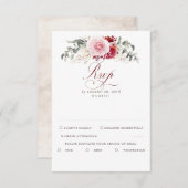 Burgundy Red Foliage Boho Wedding RSVP (Voorkant / Achterkant)