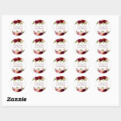 Burgundy Red Garden Floral Wedding Ronde Sticker (Vel)