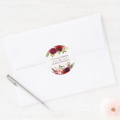 Burgundy Red Garden Floral Wedding Ronde Sticker (Envelop)