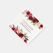 Burgundy Red Garden Floral Wedding Servet (Hoek)