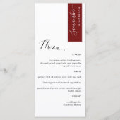 Burgundy Red, gepersonaliseerd met gastnaam legant Menu (Voorkant)