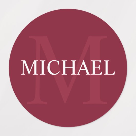 Burgundy Red - Gepersonaliseerd monogram en naam Labels (Design 1)
