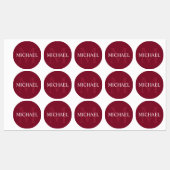 Burgundy Red - Gepersonaliseerd monogram en naam Labels (Vel)