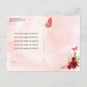 Burgundy Red Glam Gold Floral Princess Quinceañera Uitnodiging Briefkaart (Achterkant)