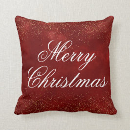 Burgundy Red Glitter White Merry kerst Kussen