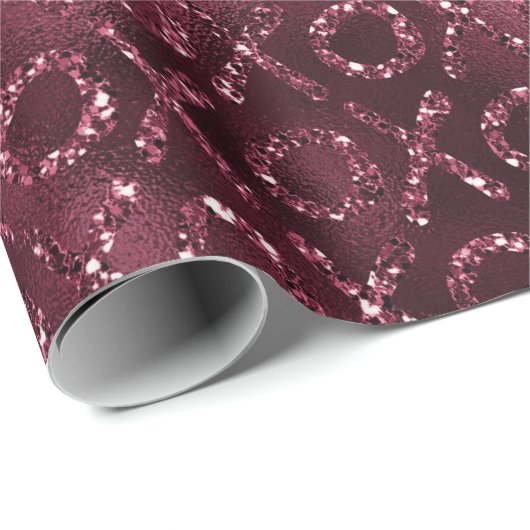 Burgundy Red Glitter XOXO Cadeaupapier (Rol Hoek)
