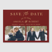 Burgundy Red Gold 2 Foto Save the Date Magnet (Voorkant)