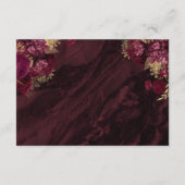 Burgundy Red Gold Floral Agate Script Wedding RSVP Informatiekaartje (Achterkant)