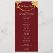 Burgundy Red Gold Floral Event Wedding Program Programmakaart (Achterkant)