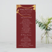 Burgundy Red Gold Floral Event Wedding Program Programmakaart (Staand voorkant)