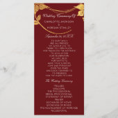 Burgundy Red Gold Floral Event Wedding Program Programmakaart (Voorkant)