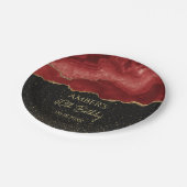 Burgundy Red Gold Glitter Abstract Watercolor Papieren Bordje (Gekanteld)