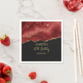 Burgundy Red Gold Glitter Abstract Watercolor Servet (Insitu)