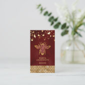 Burgundy Red Gold Glitter Honey Beekeeper Visitekaartje (Staand voorkant)