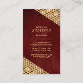 Burgundy Red Gold Glitter Honey Beekeeper Visitekaartje (Achterkant)