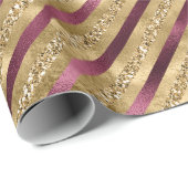 Burgundy Red Gold Glitter Stripes Cadeaupapier (Rol Hoek)