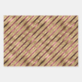 Burgundy Red Gold Glitter Stripes Inpakpapier Vel (Voorkant)