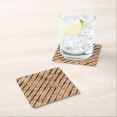 Burgundy Red Gold Glitter Stripes Kartonnen Onderzetters (Insitu)