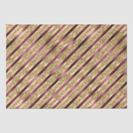 Burgundy Red Gold Glitter Stripes Tissuepapier