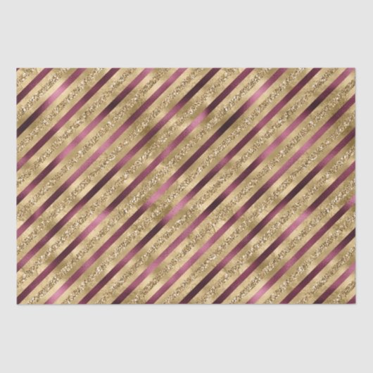 Burgundy Red Gold Glitter Stripes Tissuepapier (Voorkant)