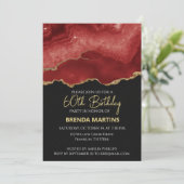 Burgundy Red Gold Glitter  Watercolor Kaart (Staand voorkant)