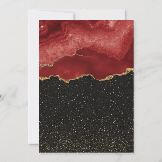 Burgundy Red Gold Glitter  Watercolor Kaart (Achterkant)