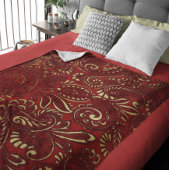 Burgundy Red Gold Indian Paisley Pattern Fleece Deken