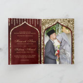 Burgundy Red Gold Islamic Arch Weddenschap (Binnen)