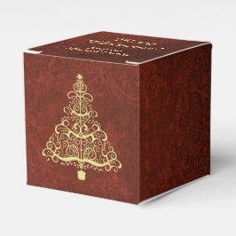 Burgundy Red Gold-kerstboom, speciaal gepersonalis Bedankdoosjes