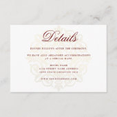 Burgundy Red Gold Mandala over het Indische huweli Informatiekaartje (Voorkant)