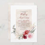 Burgundy Red Gold Pink Floral Wedding Jubileum Kaart<br><div class="desc">Deze prachtige huwelijksfeestdag is de perfecte combinatie van klassieke en boho-geïnspireerde. De geavanceerde scriptlettertype,  samen met het bruine rode en roze bloemen botanische ontwerp,  voegt alleen maar de juiste elegantie toe.</div>