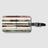 Burgundy Red Green Cream Stripes   Bagagelabel (Voorkant (horizontaal))